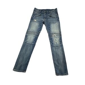 Denim & Supply Ralph Lauren Women's Blue Denim Crop Skinny Moto Jeans‎  Size 29